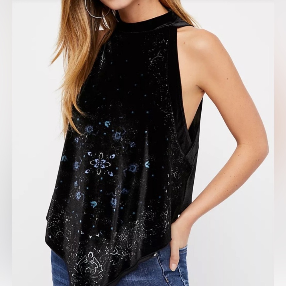 Free People Black Velvet Top
